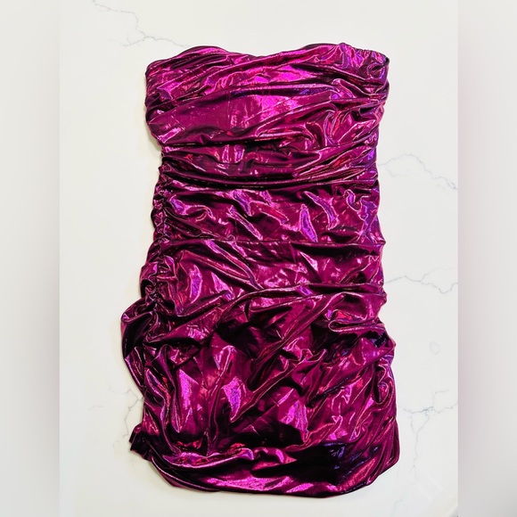 EUC ASTR - The Label - Pink Metallic Strapless Dress - Picture 2 of 3